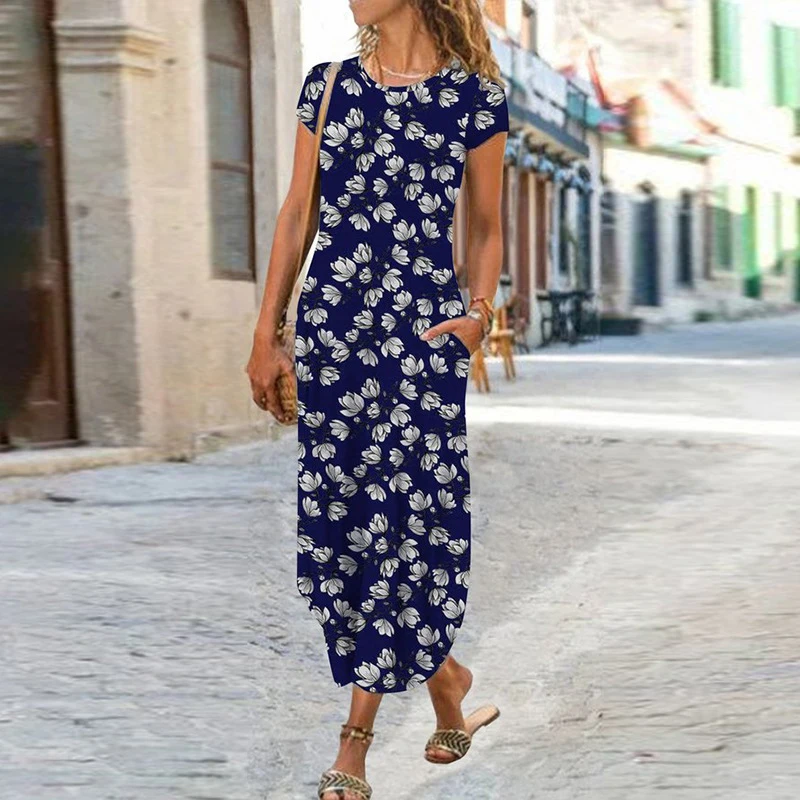 Abbigliamento da donna, alla moda, vintage, per attività all'aperto, mini abito estivo, a maniche corte, sexy, grandi dimensioni, leggero, abito da spiaggia, gonna a linea boho, verde, XXL