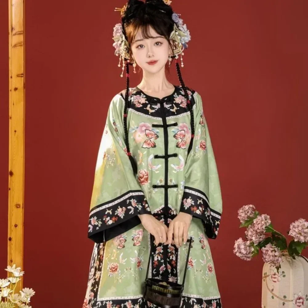Traditional Chinese Clothing Women Clothes Ethnic Style Vintage Qipao Top Horse Face Skirt 2 Piece Set Cosplay Hanfu Suit Dress