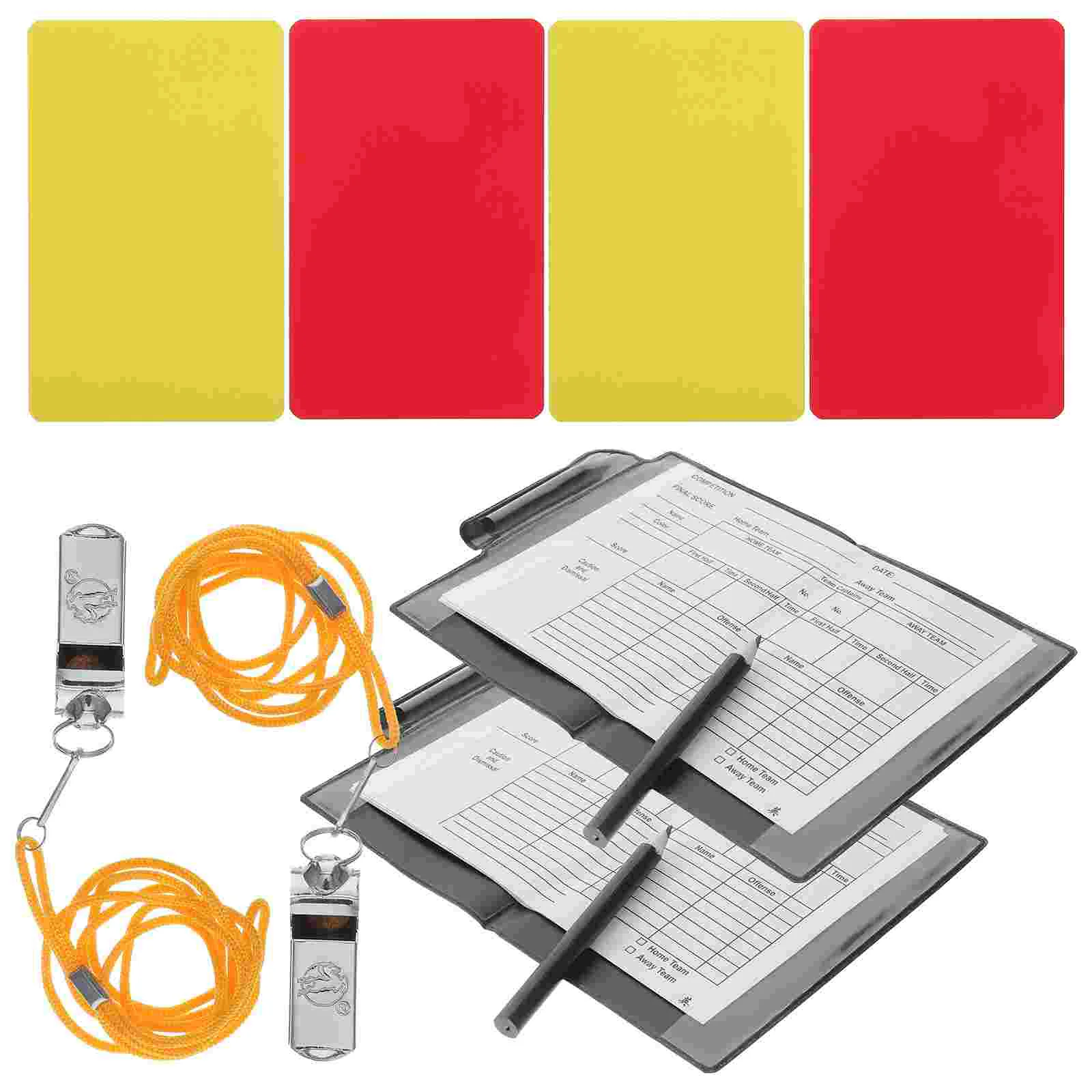 

Inoomp Metal Wallet Cards Referee Kit Red Yellow Whistle Score Pads Pencils Football Soccer Sweat Suit