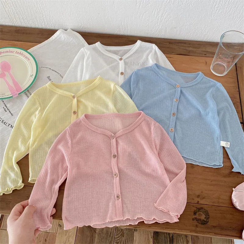 Summer Korean Children Clothing Breathable Soft Kids Casual Coat