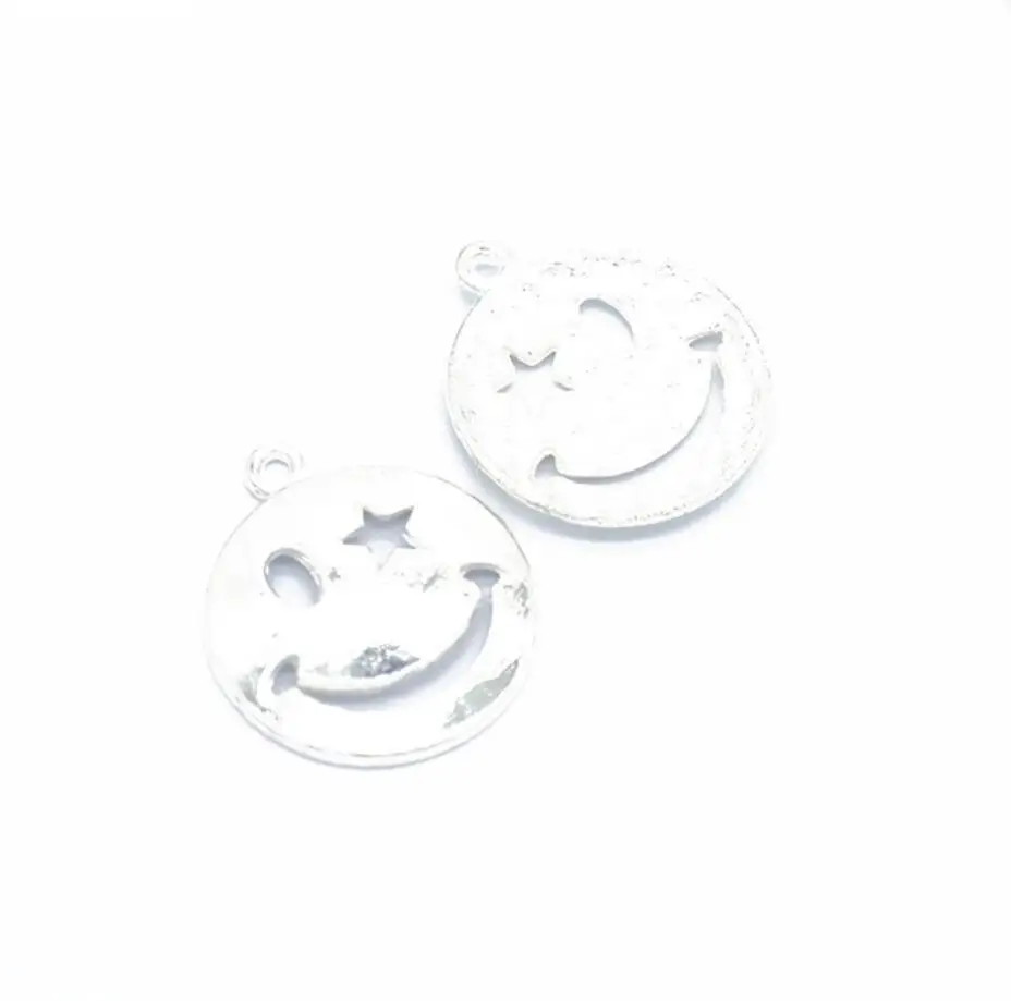 60pcs 22*19mm gold color Smiling face Alloy charms pendant fit necklace bracelet diy Pendants for jewelry making F0187