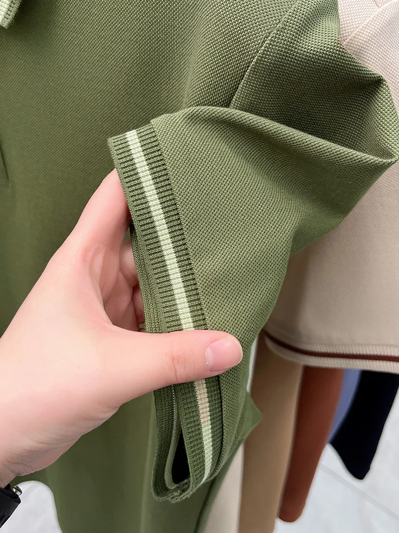 100% pure cotton men's short sleeve polo shirt high-quality fashion soft comfort striped decoration summer casual T-shirt top 37 Sb0d81c1ab52c443e940f1eb732bc6efb9