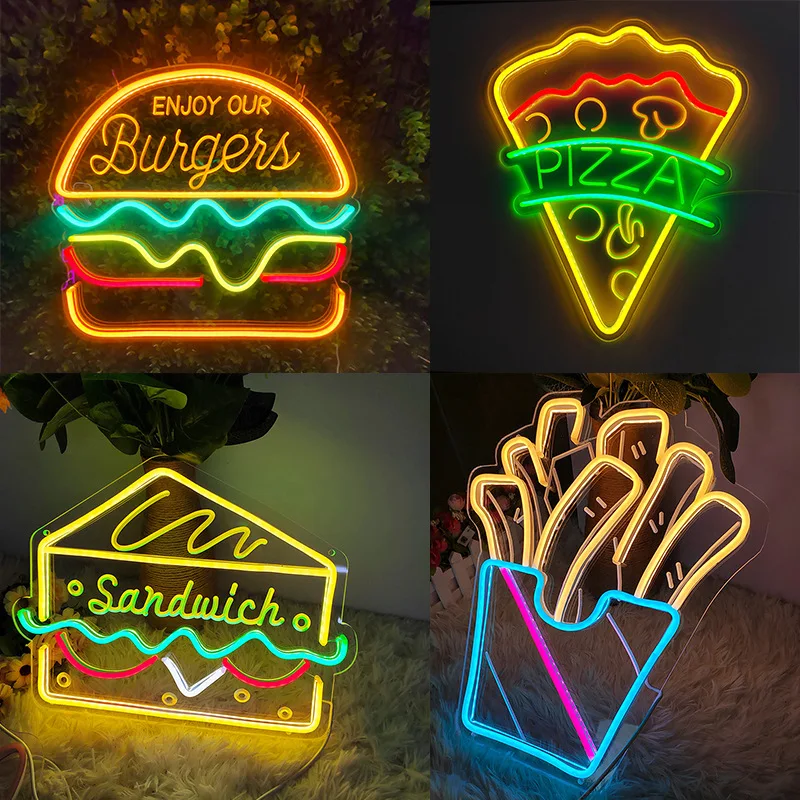 

Hot Dogs Pizza Logo Neon Sign Neon Tube vintage Bright sign Hamburg handcraft Lamp Store Displays Tube Glass Vintage Neon Lamp