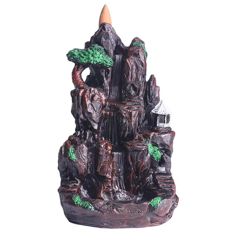 Resin Alpine Flowing Water Aromatherapy Furnace Ornamental Sandalwood Creative Rockery Backflow Incense Furnace, Home Decoration