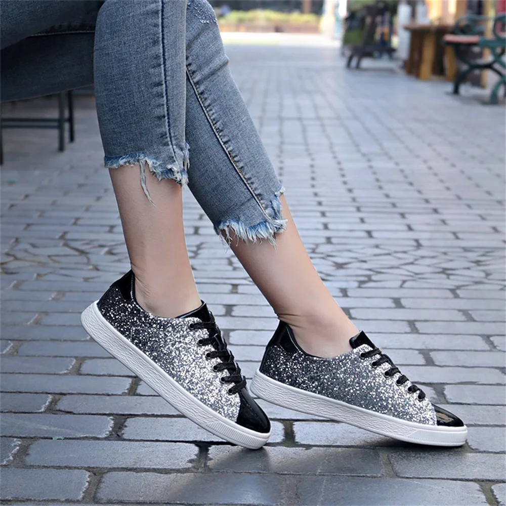 Womens Glitter Tennis Shoes Shiny Crystal Platform Sneakers  Casual sneakers  women, Glitter tennis shoes, Sneakers fashion