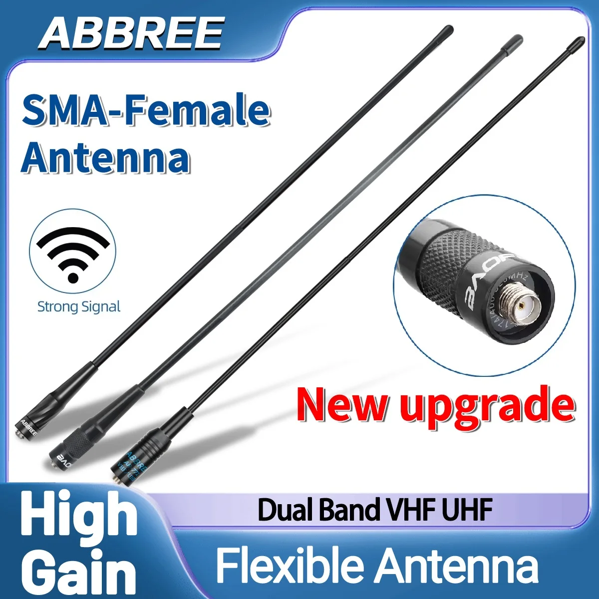ABBREE Walkie Talkie Antenna AR-771 Dual Band SMA-Female High Gain Antenna for Baofeng UV-5R UV 21 PRO V2 5RH Quansheng UV-K5 8