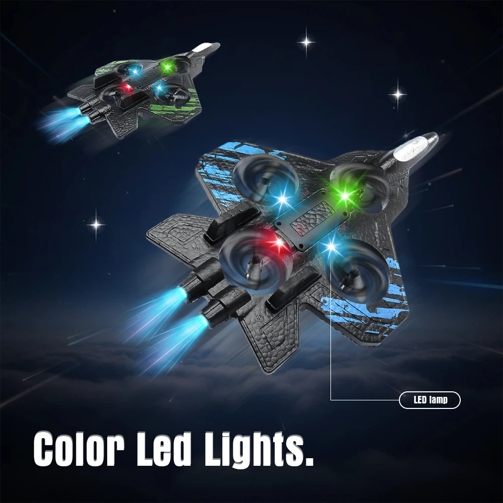 Avion RC planeur cascade 2.4G avec lumières LED en plein vol acrobatique