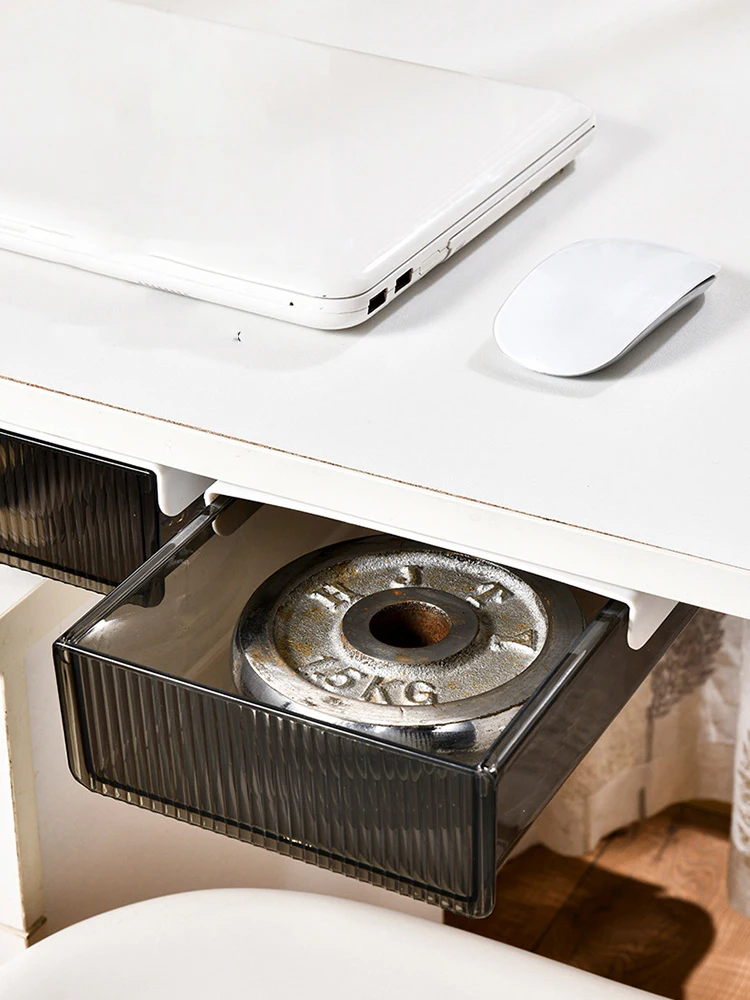 Description Picture 6 of item1PC Office Closet Under The Table Storage Drawer Slide Out Self-adhesive Drawer Storage Box Hidden Household Items