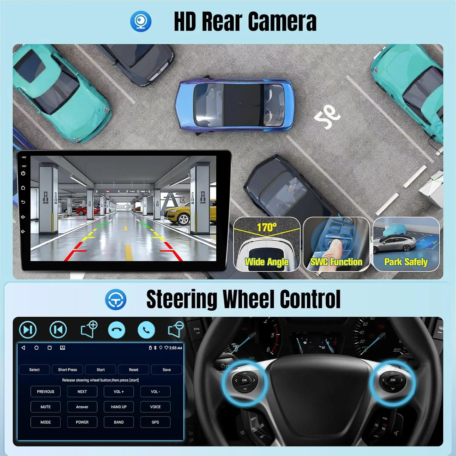 9인치 IPS 터치스크린 블루투스 WiFi GPS 네비게이션 FM 후방 카메라 마이크 탑재 토요타 프리우스 2010-2015용 화면