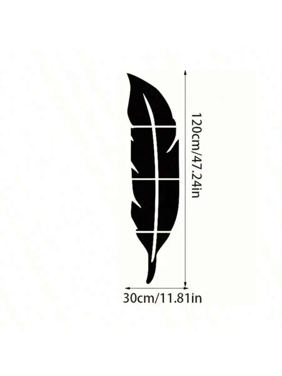 Wall Stickers 6pcs/1set Aryclic Feather Mirror Self Adhesive DIY Silver Home Art Decal Living Room Bedroom Wall