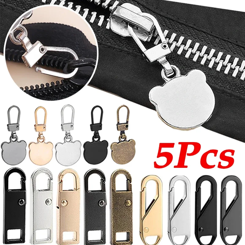 

1/5PCS Detachable Metal Zipper Pullers Universal Zipper Sliders for Repair Backpack Coat Zippers Head Tab DIY Sewing Accessories