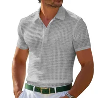 Polo d'été Amazon pour homme, t-shirt gaufré à boutons, polo de sport, 2024 4