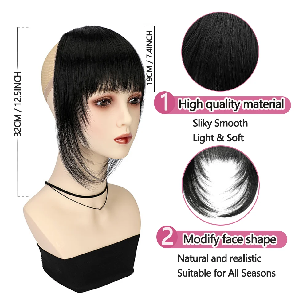 Clip in Bangs Synthetic Hair Wispy Bangs Hair Clip Fake Bang Fringe with Temples Hairpieces for Women Daily Wear
