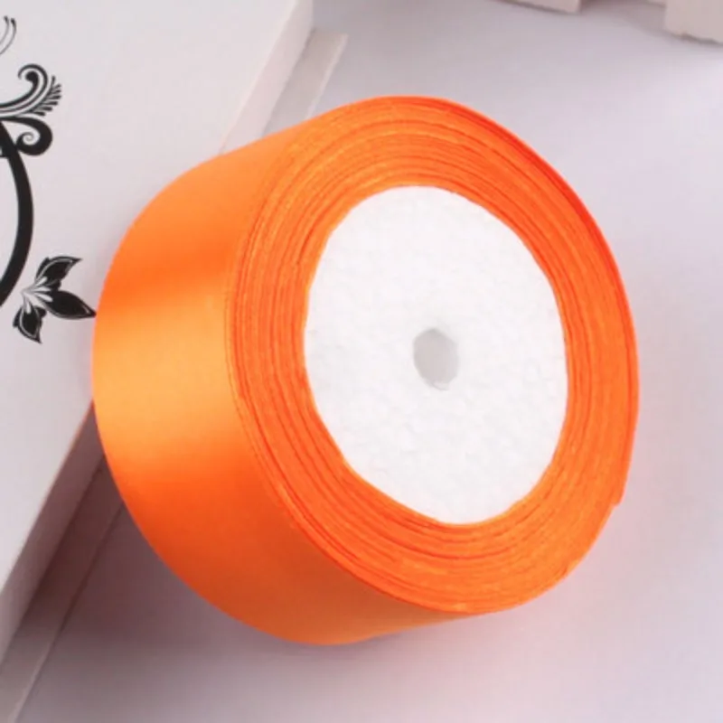 오렌지 새틴 리본 수제 공예 활, DIY 선물 포장, 크리스마스 웨딩 장식 리본, 25 야드, 6mm, 10mm, 15mm, 20mm, 25mm, 40mm, 50mm