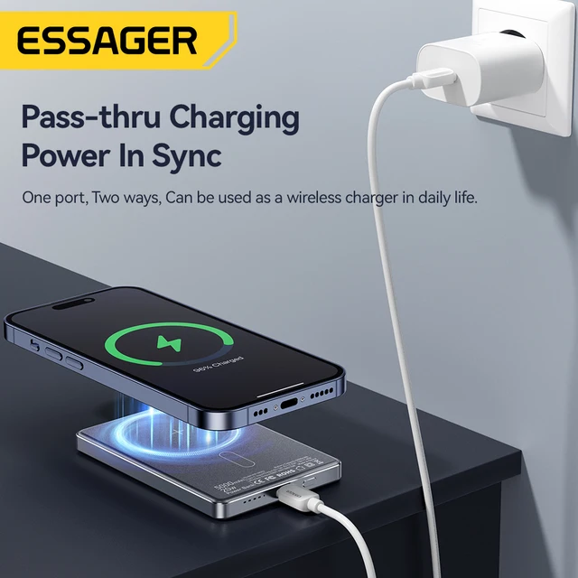 Essager 5000mAh Thin Magnetic Wireless Power Bank, 20W Fast Charging 6