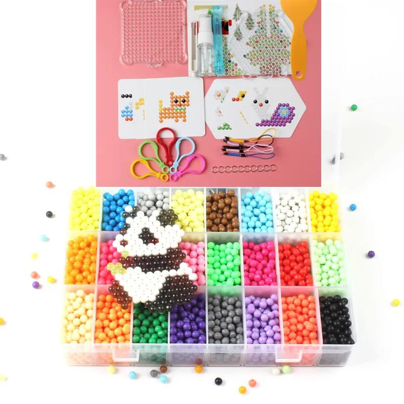 

4800Pcs/Set 24Color Water Spray Beads 3D Puzzle Toys Hama Beads Jigsaw Puzzle Brinquedos for Children Educational Toys Speelgoed
