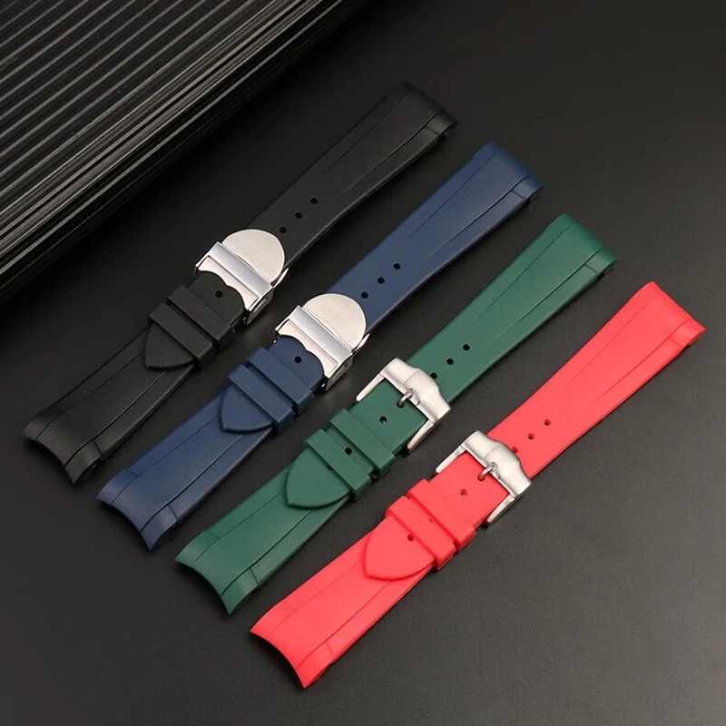 Premium 22mm Curved Silicone Watch Strap with Deployment Clasp | Dive Watch Accessories