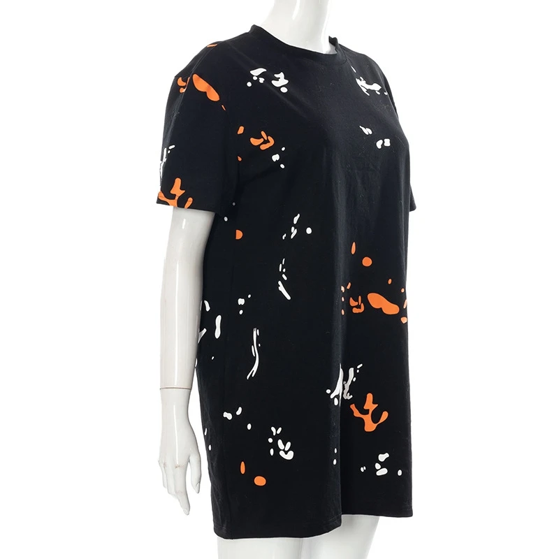 Vestido de Manga Vestidos das Senhoras Wishyear Sexy Impressão Preto Mini Curta t Camisa Topos Harajuku Streetwear Outfits Feminino Club Wear 2022 2 Weddings & Events