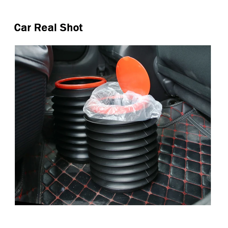 Trash Bin Garbage Can Car Wash Telescopic Bucket Folding Trash Organizer Garbage Holder Universal Black