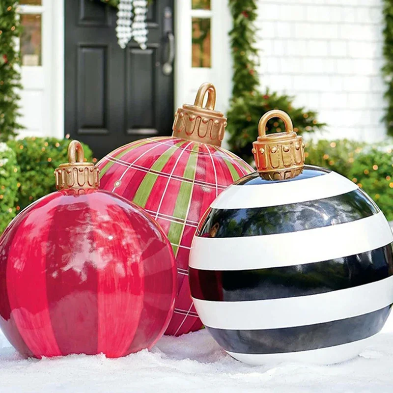 Inflatable christmas ball 60cm Christmas Printing Balloon Funny Xmas Ball Design Snowflakes Outdoor Courtyard Decorate