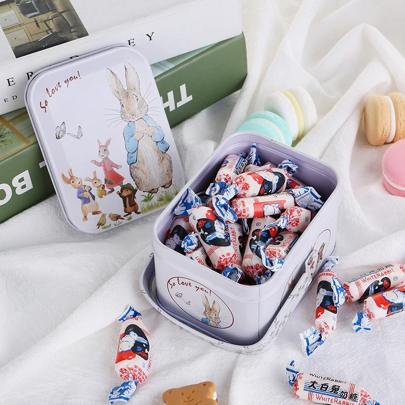 Little White Rabbit Toffee Tin Can Retro Small Suitcase Storage Can Tin Metal Candy Box Gift Box Biscuit Gift Box