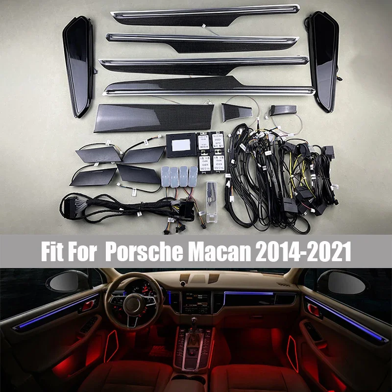 

64 Color LED Car Ambient Light Replace Door Panel Set Decorative Atmosphere Lamp Speaker Cover Fit for Porsche Macan 2014 - 2021