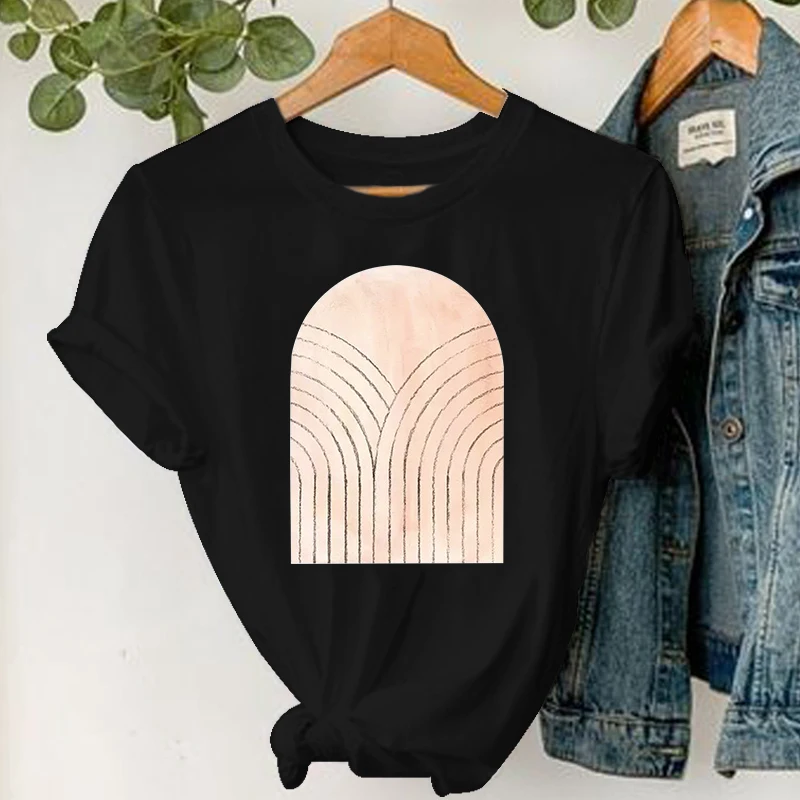 Abstract Geometric Women Tshirt 90s Fashion Cartoon Short Sleeve Summer O-neck T-shirts Female Graphic Tops Tee Lady T Shirt autism mom letter print t shirt women short sleeve o neck loose tshirt summer women tee shirt tops camisetas mujer