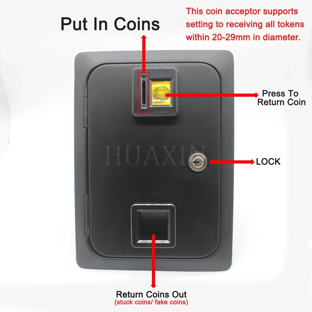 MAME Jamma 아케이드 게임기 프로젝트용 다리미 아케이드 코인 문짝, 12V 비교 수용 지지대, 모든 20- 29mm 코인  토큰-Freehip.co.kr