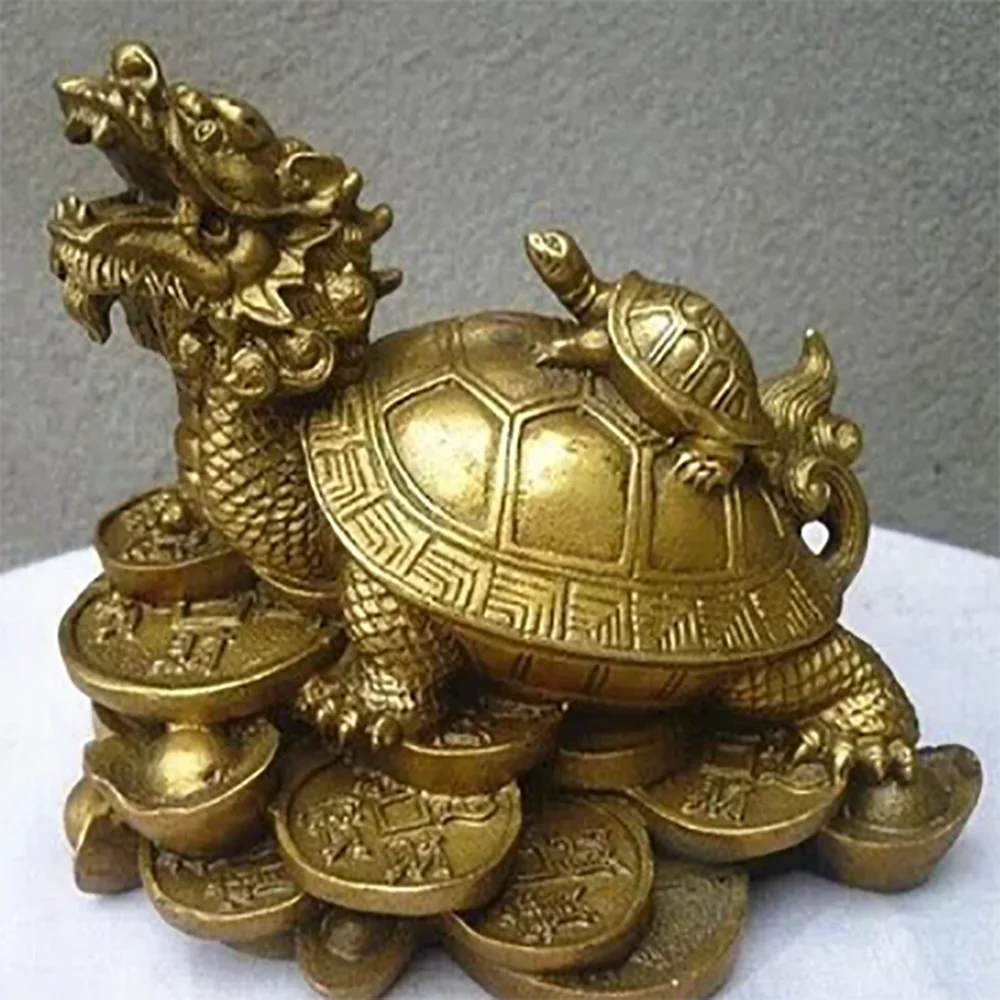 

lucky Chinese handwork Bronze Fengshui Dragon Turtle Statue