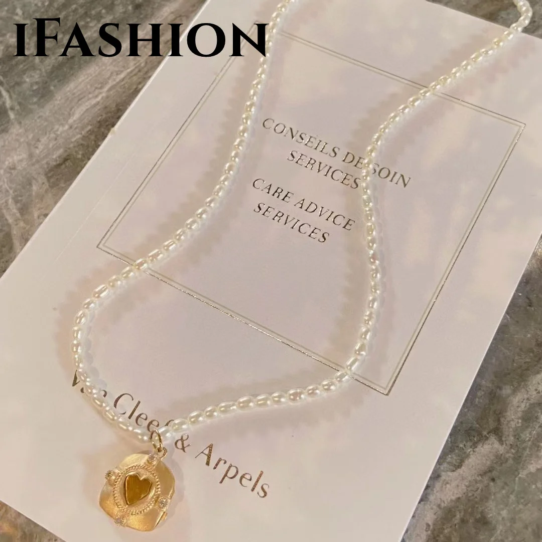 

Ожерелье IFASHION из настоящего 18-каратного золота с подвеской из натурального жемчуга и бриллиантами в фотошкатулке, цепочка из чистого жемчуга AU750, Изящные Ювелирные украшения для женщин, свадебный подарок