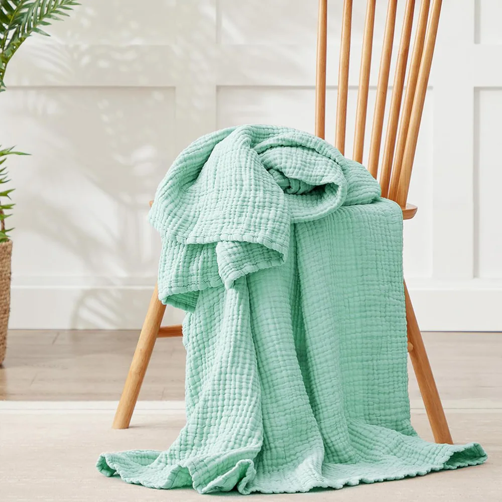 6 Layers Cotton Muslin Blankets Lightweight Cotton Throw Cooling Soft Throw Blanket for Year-Round Comfort Breathable Bedspread - 4