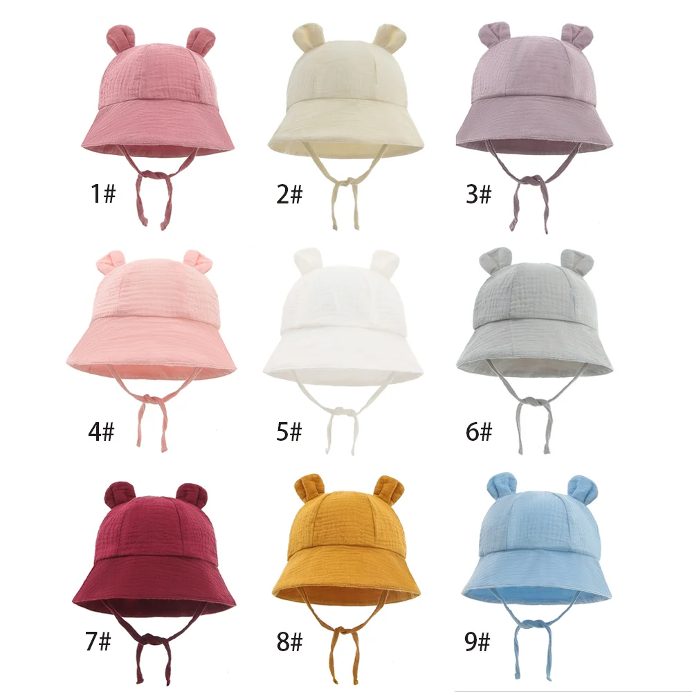 Soft Cotton Baby Sun Hat Summer Children Outdoor Rabbit Ear Baby Bucket Hat Kids Beach Caps Boy Girl Panama Hats For 3-12Months ergo baby accessories