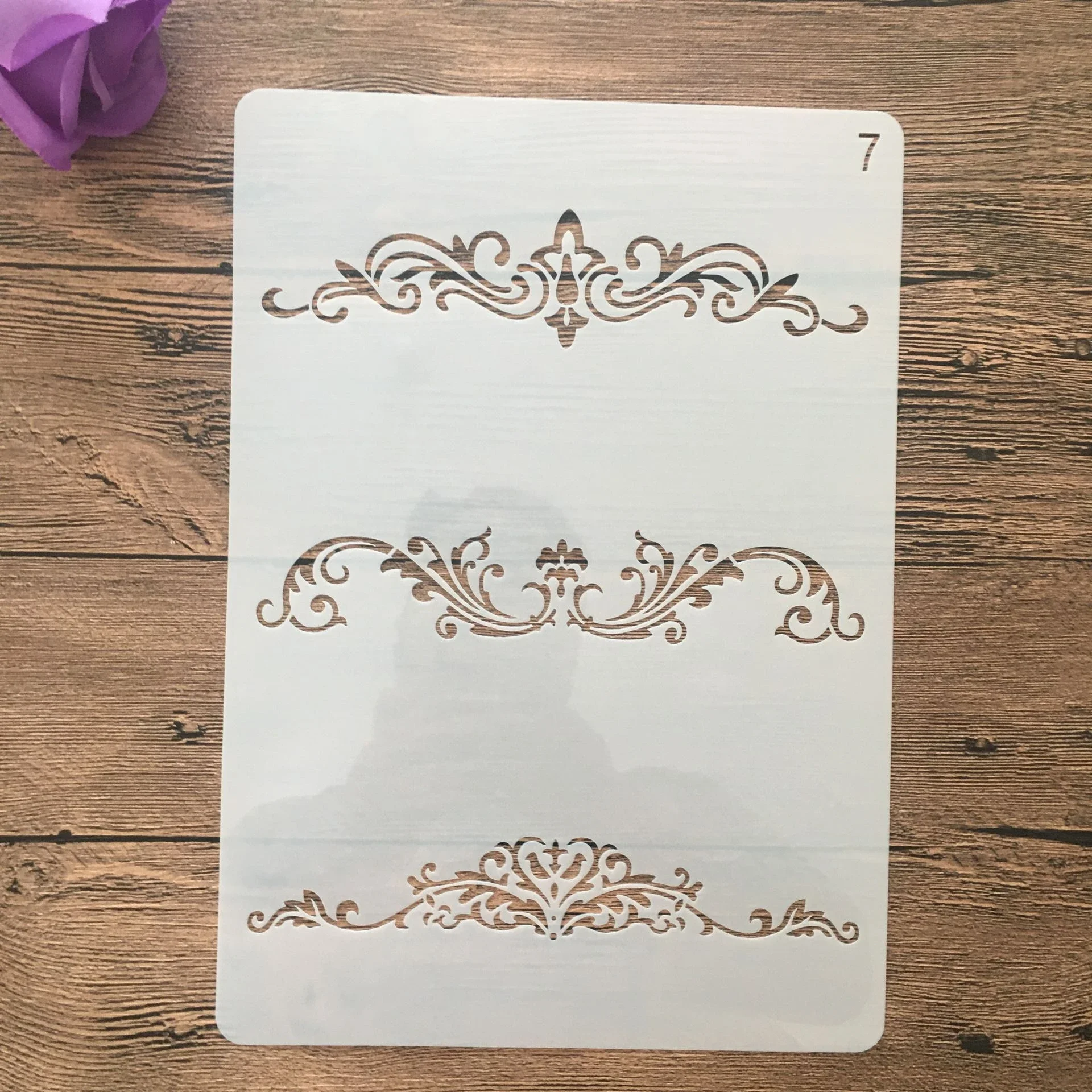 A4 29 * 21cm Crown Flower wall layered stencil painting scrapbook stamp album decoration embossed paper card template decoration custom high quality custom gold foil art paper floral logo flower embossed business postcard wedding card thank you card for sup