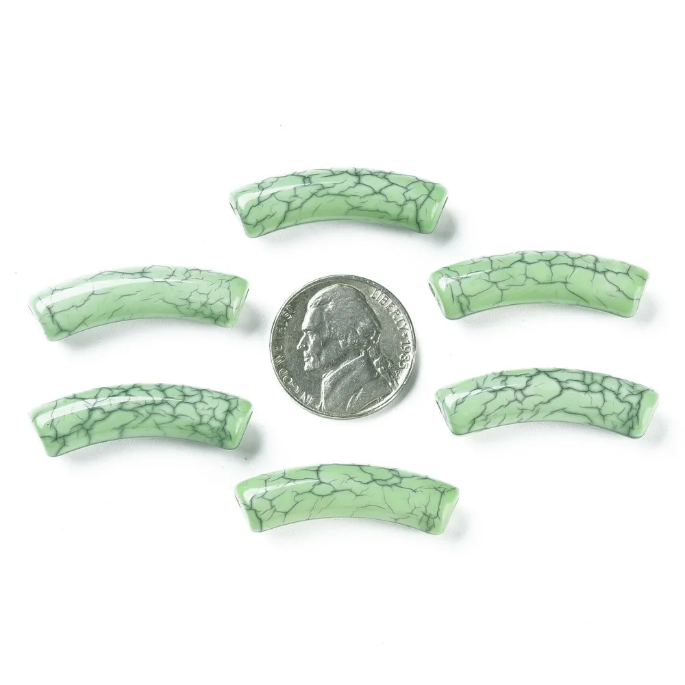 Pandahall 32x10mm Acrylic Beads Curved Tube Noodle Spacer  Beads Crackle for Jewelry Making Bracelet DIY Crafts  330pcs/500g