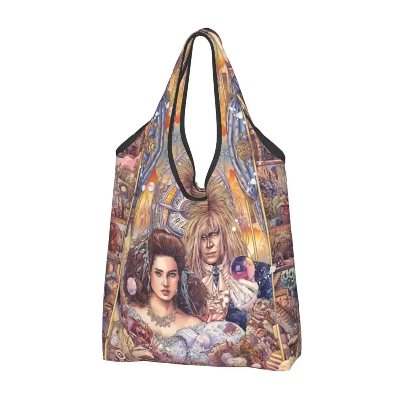 

Милые сумки-тоуты для покупок в стиле Фэнтези с лабиринтом, портативные сумки-шопперы из фильма Jareth The Goblin King, продуктовая сумка через плечо