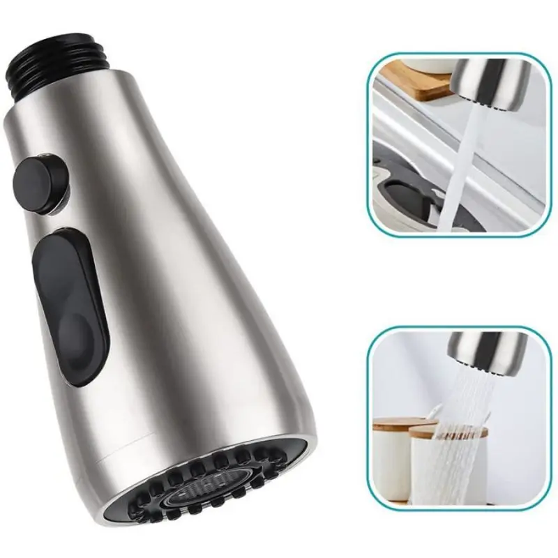 Switchable Telescopic Pushbutton Sprayer Pull Out Faucet Replacement Shower Head