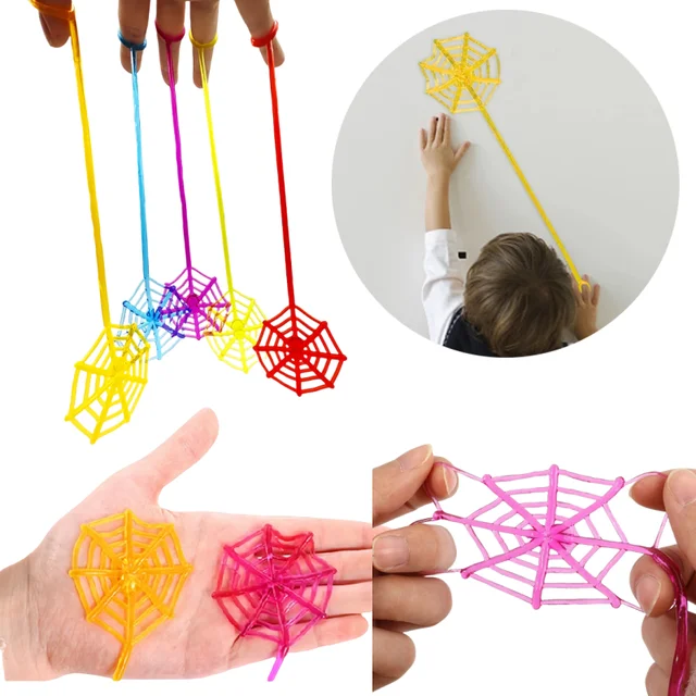 10Pcs Stretchable Climbing Spider Web Fun Sports Toy Elastic Adhesive Hand Spider Web Competitive Toys Halloween Birthday Gift 1
