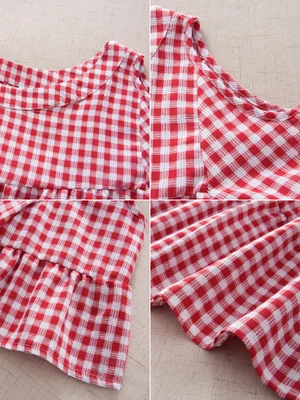 Summer Loose Pregnancy Shirts Shoulderless O-neck Maternity Plaid Blouses Plus Size Cotton Linen Pregnant Women's Clothes