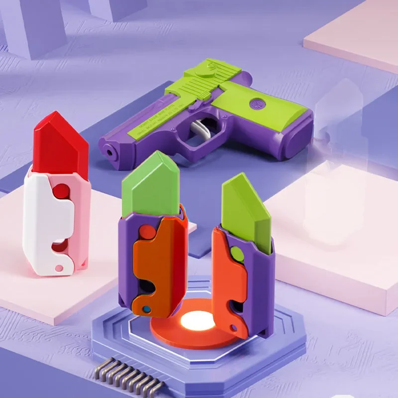 Children Toys 3D Printing Model Gravity Carrot Soft Slingshot Gun Knife Leisure Sports Decompression Toy Gift for Kids 4pcsset