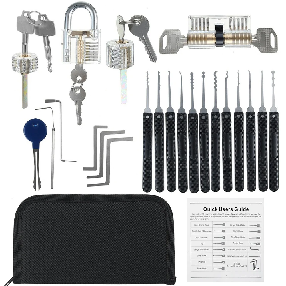 25/30-teiliges Schlossöffnungs-Set mit Übungsschlössern, Schlüssel-Extraktor und Stahl-Trainings-Schlosspick-Werkzeugen – Detail 8