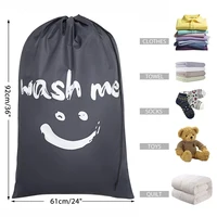 Smile Shape Nylon Laundry Bag Wash Me Travel Storage Pouch Machine Washable Dirty Clothes Organizer Wash Drawstring Bag 2