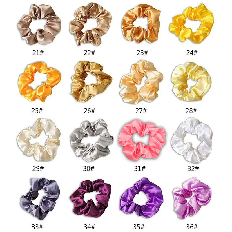 2026 Neue Damen Einfarbige Seiden-Scrunchies Elastisches Haarband Pferdeschwanzhalter Stirnband Haarband Modische Haaraccessoires Ornamente – Detail 4