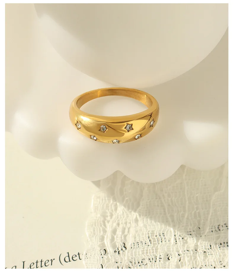 SOMMAR Best Gift Gold color size 6 7 8 Maiden finger Ring gypsophila stars Jewelry on the neck Women jewelry