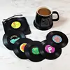 New 6/4/2PCS Retro Vinyl Record Cup Coaster Anti-slip Coffee Coasters Heat Resistant Music Drink Mug Mat Table Placemat Decor 2