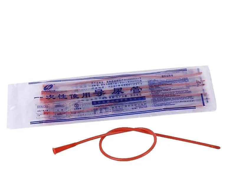 Disposable Foley Catheter 20pcs / 5pcs Disposable Silicon-coated Red Latex Foley Catheter 38cm Fr8-Fr18