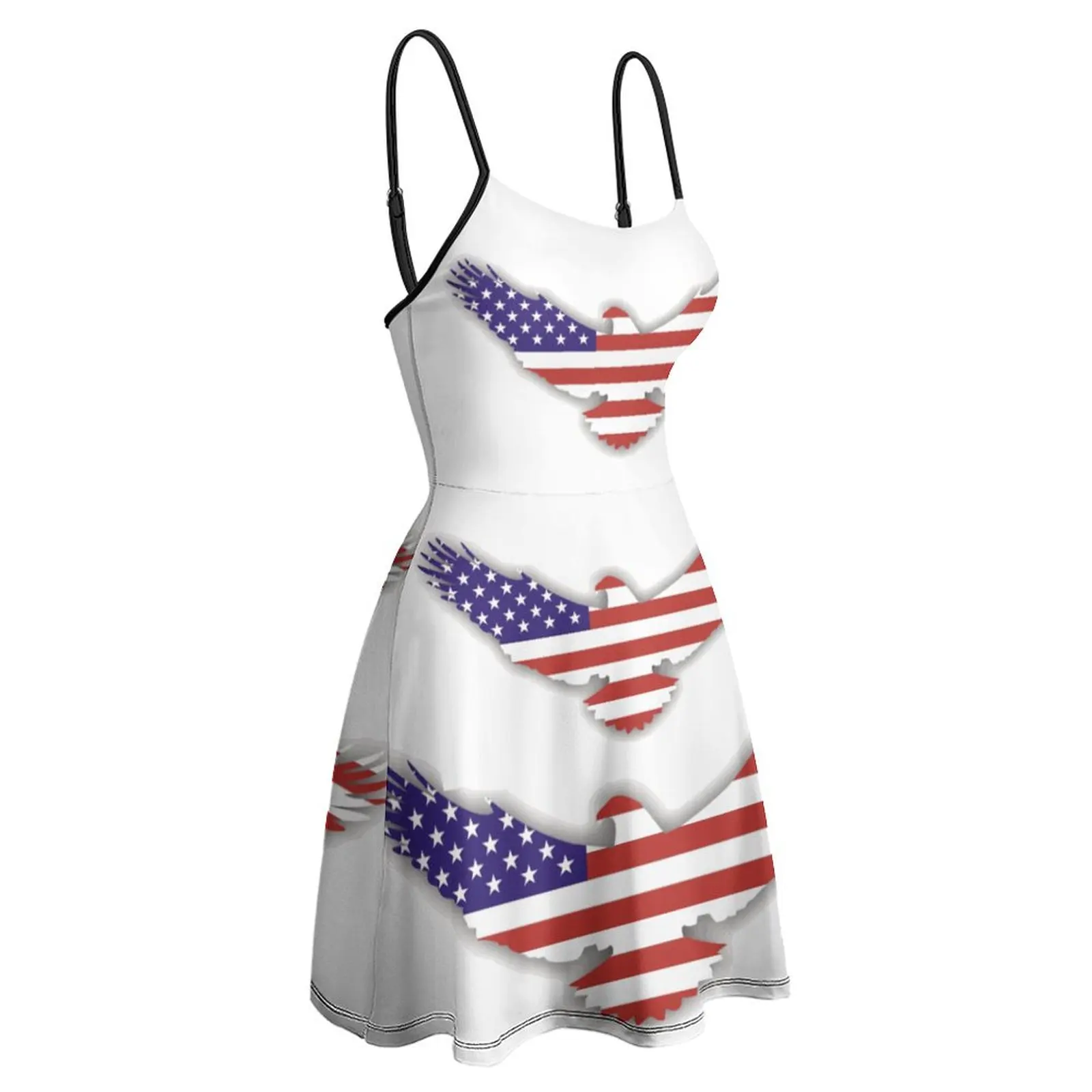 

USA Flag on Eagle Women's Sling Dress Humor Dresses Premium Sexy Woman's Clothing Parties