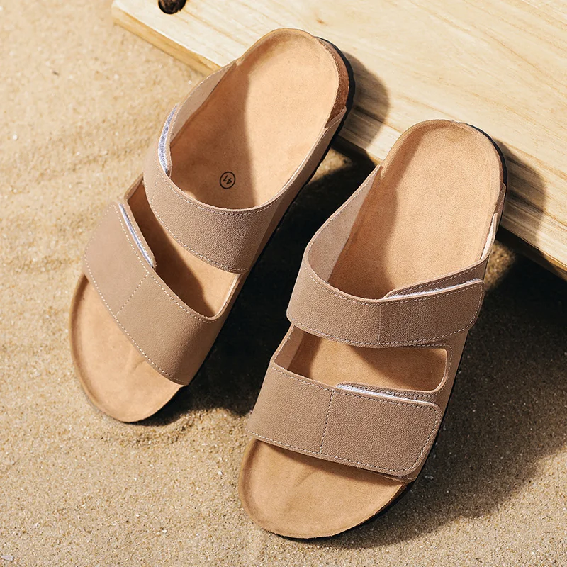 Men's Cork Casual Slippers Summer Outdoor Anti slip Beach Shoes Fashion Youth Breathable Comfortable Versatile Trendy Sandals — view 3