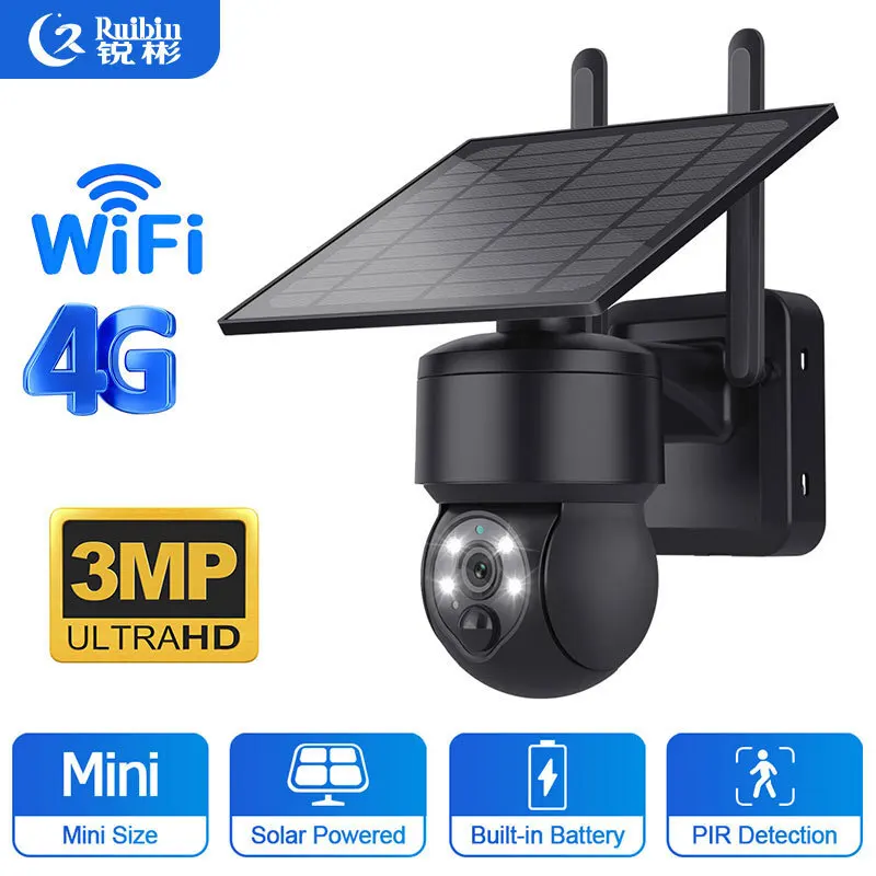 Solar powered 4G camera, no power or network, 360 degree panoramic high-definition night vision, home monitoring camera, ball