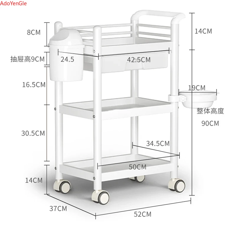 Simple Wrought Iron Salon Trolleys Multi-layer Rack Modern Salon Furniture Beauty Creative Household Trolley Wheels multi layer storage trolley