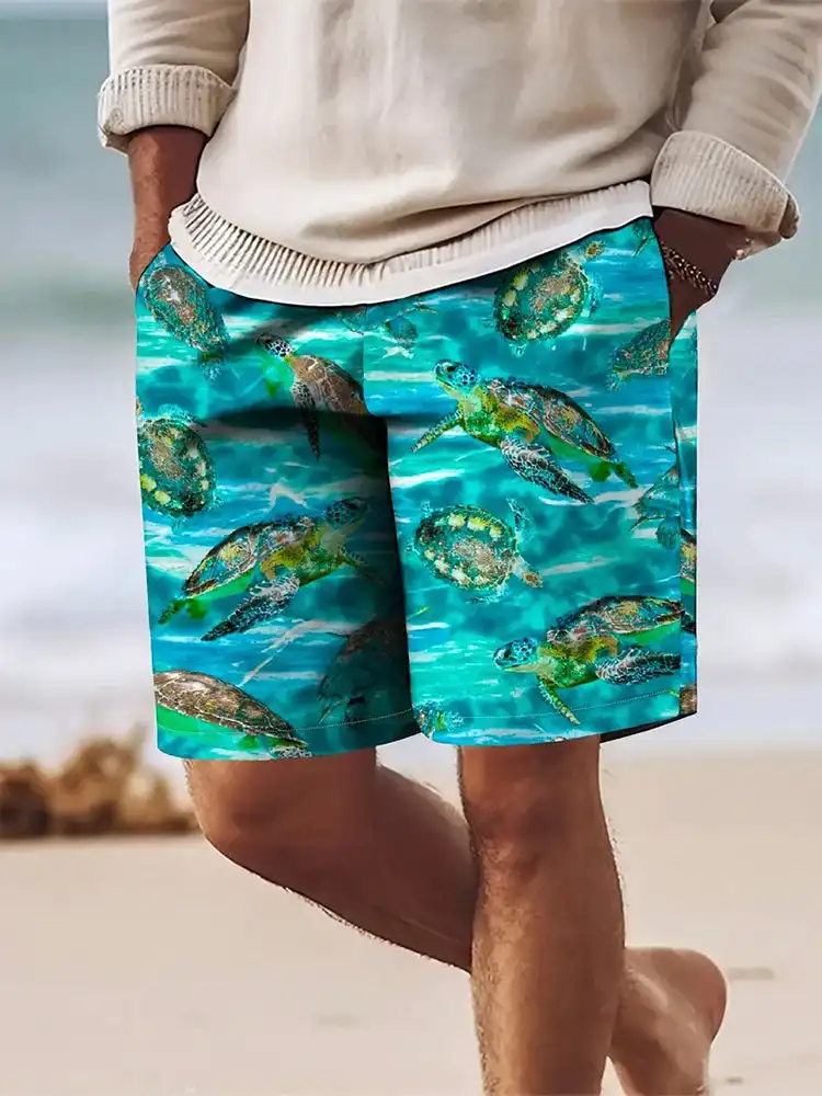 2024 3D Printed Hawaiian Vacation Style Printing Shorts Men's Casual Board Shorts Swim Trunks Drawstring Breathable Short Summer 5
